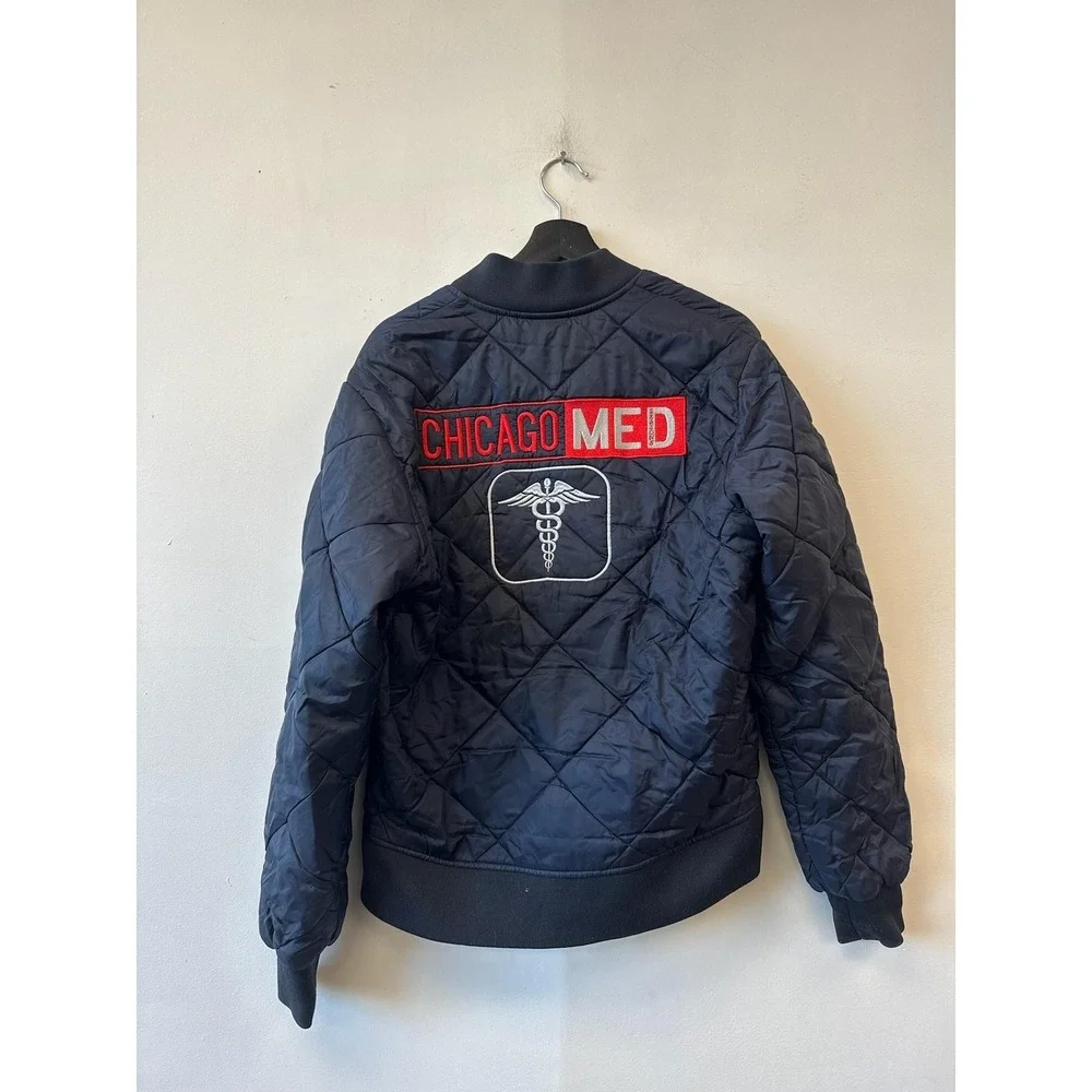 Dickies Jacket Mens Small Blue Quilted Bomber Chicago Med Film Crew Puffer Nylon